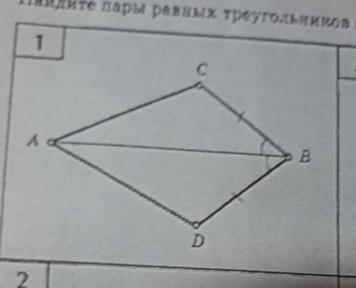 Найдите пары равных треугольников и докажите их равенство