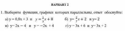 Выбените функции, графики которых параллельны, ответ обоснуйте​