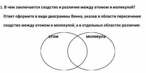 В чём заключается сходство и различие между атомом и молекулой ответ Оформите в виде диаграммы Венна