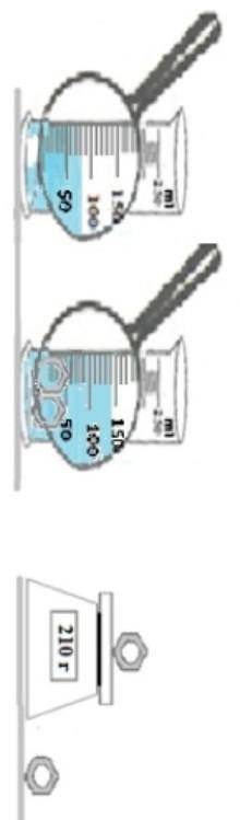 4.На рисунках изображен лабораторный эксперимент i)определите первоначальный объем жидкости в мензур