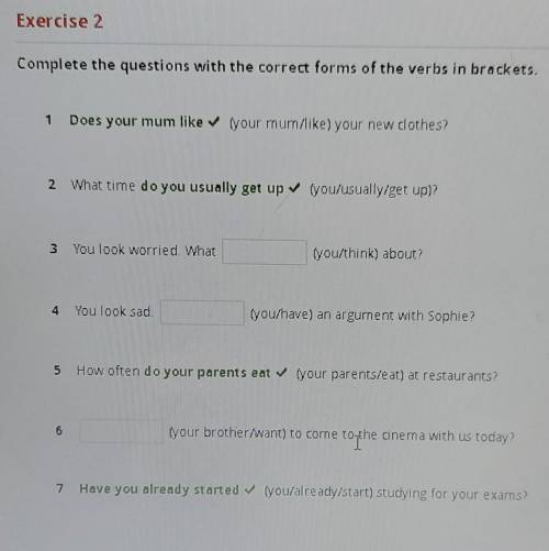 Does your mum like your mum/like) your new clothes? 2 What time do you usually get up you/usually ge