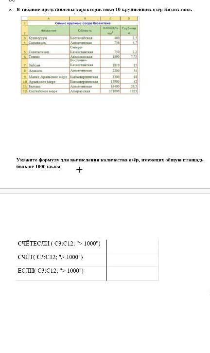 какие из формул правильны счетесли(c3:c12;> 1000) счет(c3:c12;> 1000) если(c3:c12;> 100