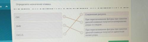 Определите назначение клавиш Сохранение рисунка.При перетаскивании фигуры при зажатииданной клавиши