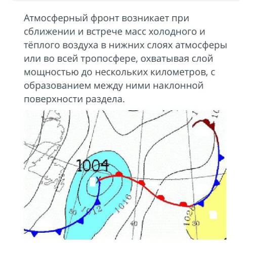 Определите по карте: 1 область какого давления в месте X 2 определите вид синего фронта (теплый или