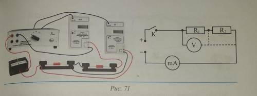 Порядок выполнения работы 1. Соберите электрическую цепь, изображенную на рисунке 71. Вольтметр подк