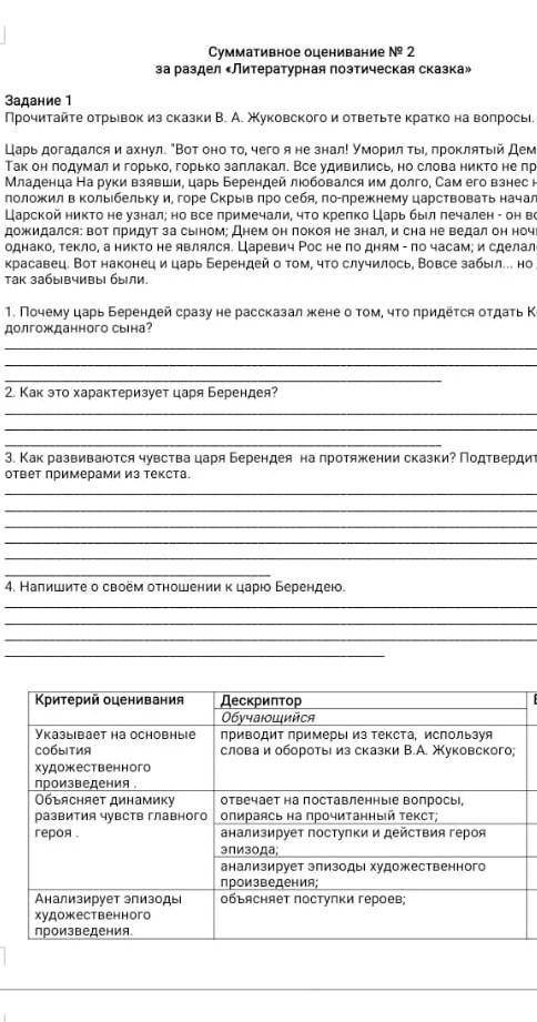 Прочитайте отрывок из сказки В.А. Жуковского и ответьте кратко на вопросы​