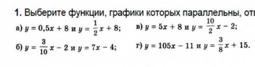 выбери функции , графики которых параллельны ответ обоснуйте ::: ​