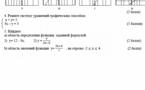 Найdитe: А) область опрedeлeния функции заdанной формулой: 1) y=12-3x 2) y=x/2x-5 B) область значeни