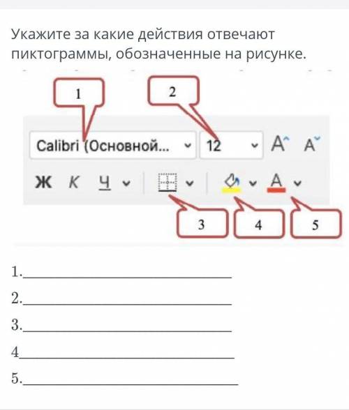 Укажите за какие действие отвечают пиктограмы ​