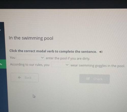 ПО ОНЛАЙН МЕКТЕП In the swimming pool Click the correct modal verb to complete the sentence. 1)Youen