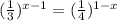 (\frac{1}{3} )^{x-1} = (\frac{1}{4} )^{1-x}