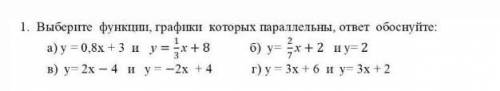 Выберите функцию графики которых параллельны ответ обоснуйте​