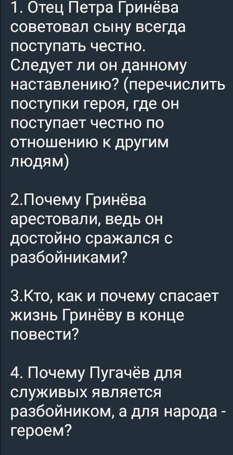 с литературой ответь на вопросы с рассказа Капитанская дочка​