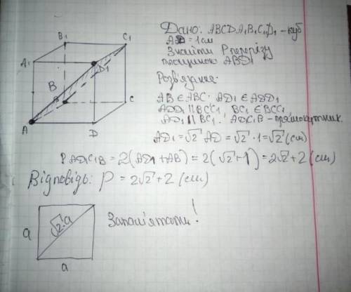Побудйте переріз прямокутного паралелепіпеда ABCDA1B1C1D1 площиною , яка проходить через пряму AC і