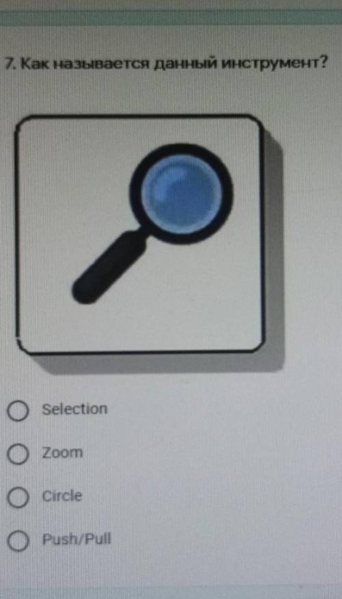 7. Как называется данный инструмент? SelectionzoomCircleOPush/Pull​