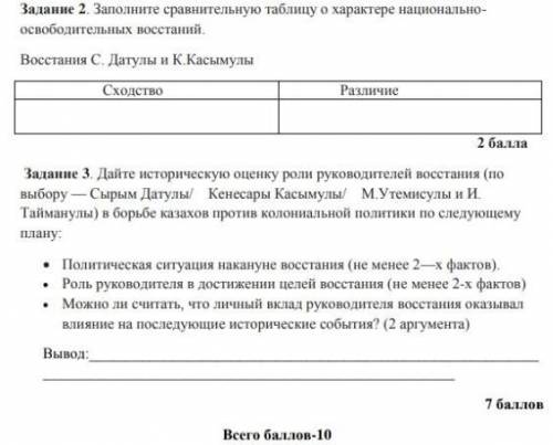 Задание 2. Заполните сравнительную таблицу о характере национально- освободительных восстаний.Восста