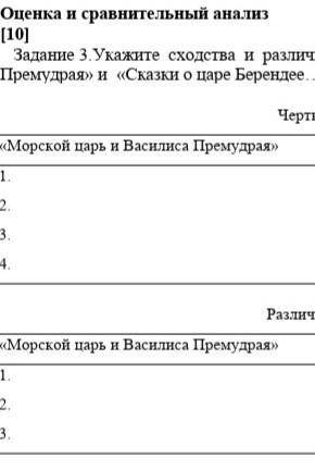 Укажите сходства и различия сказки о морском царе и царе берендее ​