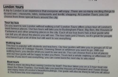 1 Read the text and match the paragraphs with the sentences. Write Bus, Walking or Boat.1 On this tr