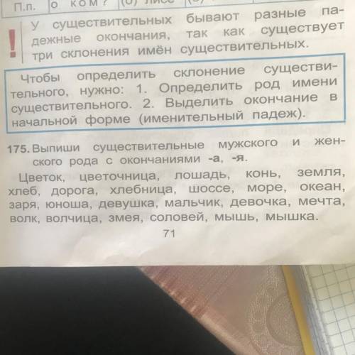 175. Выпиши существительные мужского И жен- ского рода с окончаниями -а, -я. Цветок, цветочница, Лош