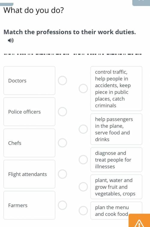 What do you do?Match the professions to their work duties​