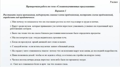 Проверочная работа по теме сложносочиненное предложение 9 класс 1 вариант.