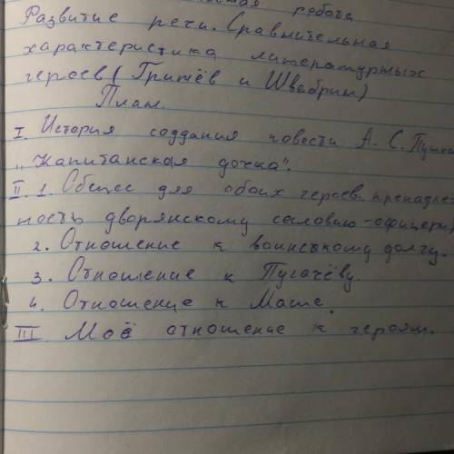 Сравнительная характеристика Гринёва и Швабрина (По плану на фото) Первые 2 пункта