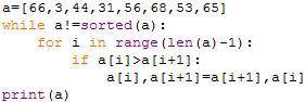 Нужно перевести программу из языка python в язык C (си) Программа в Python: a=[66,3,44,31,56,68,53,6