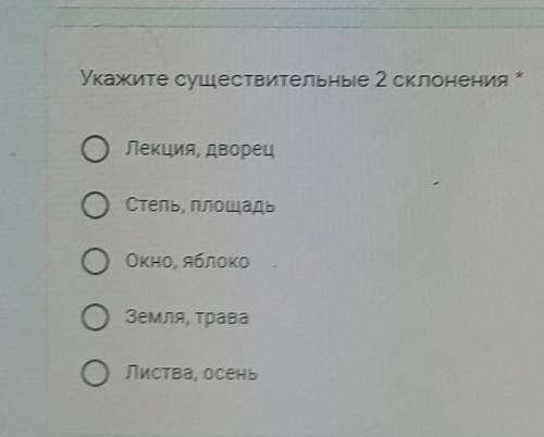 Укажи существительное 2 склонения ​