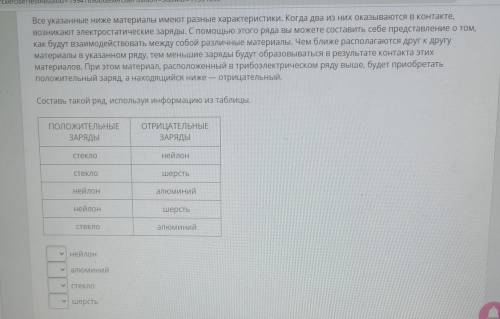 Составить такой ряд, используя информацию из таблицы. 2. Какой заряд получит электроскоп, если к нем