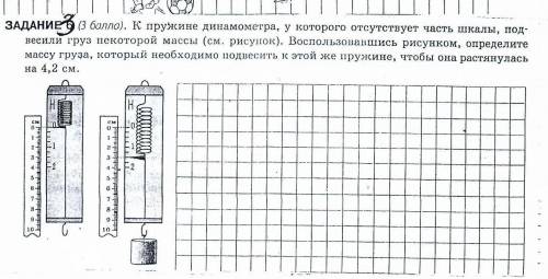 К прудине динамометра повесили груз. Воспользовавшись рисунком определите массу груза, который нужно