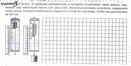 К пружине динамометра повесили груз воспользовавшись рисунком определите массу груза и сколько долже