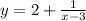 y = 2 + \frac{1}{x - 3}