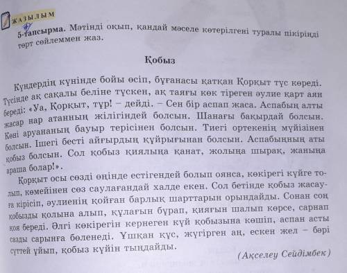 Мәтінді оқып, қандай мәселе көтерілгені туралы пікіріңді төрт сөйлеммен жаз​