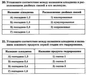 Нужна по химии! Установить соответствие между алкадиеном, и расположением двойных связей/названием о