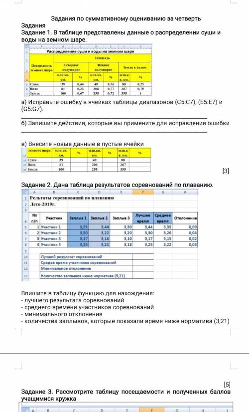 Задания Задание 1. В таблице представлены данные о распределении суши и воды на земном шаре. а) Испр