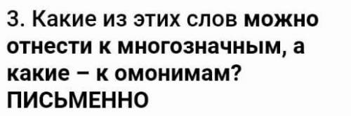 Какие из этих слов можно отнести к многозначным а какие омонимам