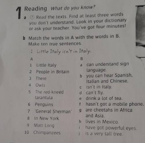 1 Reading What do you know?a Read the texts. Find at least three wordsyou don't understand. Look in