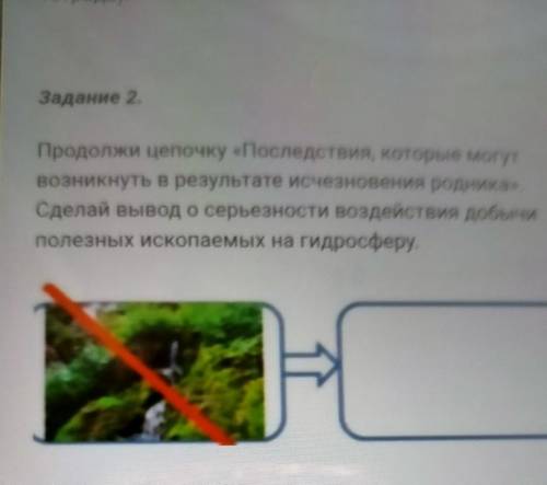 Продолжи цепочку «Последствия, которые могут возникнуть в результате исчезновения родника».Сделай вы