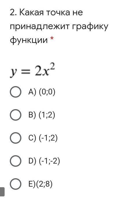 Какая точка не принадлежит графику функции? ​