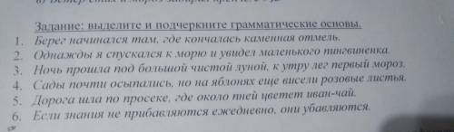 Задание Выделите и подчеркните грамматические основы!