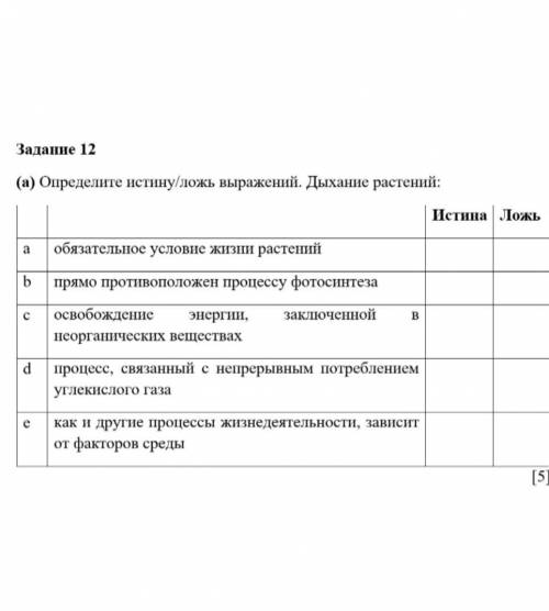 Определите истину/ложь выражений. Дыхание растений ​