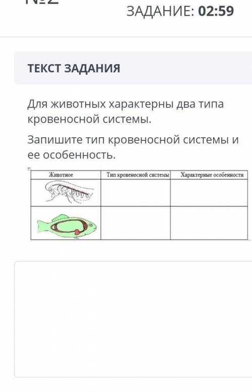 Запишите тип кровеносной системы и их характерные особенности соч ​