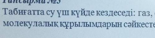 Тапсырма №5 Табиғатта су үш күйде кездеседі: газ, сұйық, қатты. Судың үш күйініңмолекулалық құрылымд