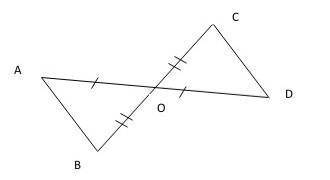 1.    На рисунке AO=OD, BO=OC. Докажите, что ∆AOB = ∆COD.