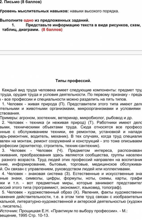 1. Представьте информацию текста в виде рисунков, схем, таблиц, диаграмм. Это Соч