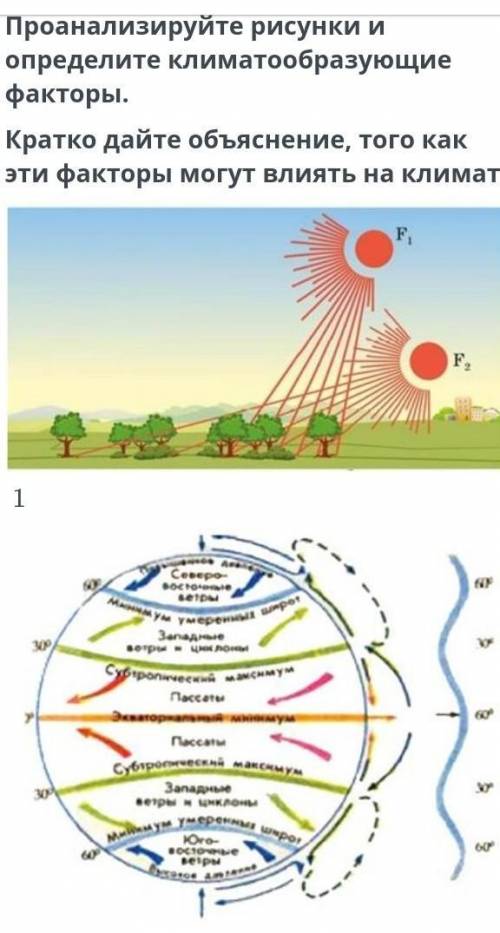 Проанализируйте рисунки и определите климатообразующие факторы. кратко Дайте объяснение того как эти