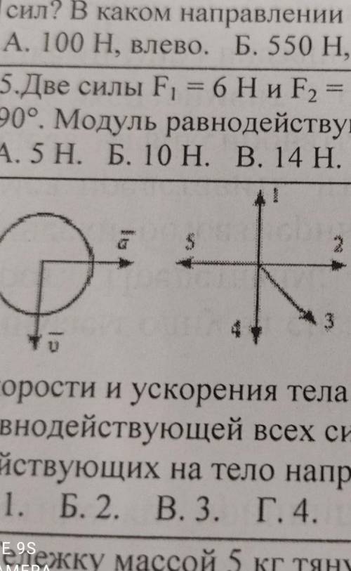 на рисунке показаны векторы скорости и ускорения тела Вектор равнодействующей на всех тел сил действ