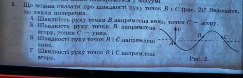 Що можна сказати про швидкості руху точок В і С (рис.2) Вважайте, що хвиля поперечна