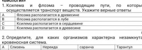 Ксилема и флоэма проводящие пути, по которым осуществляется транспорт веществ. Укажите верные ответы