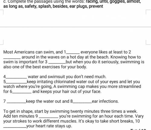 Complete the passages using the words racing​